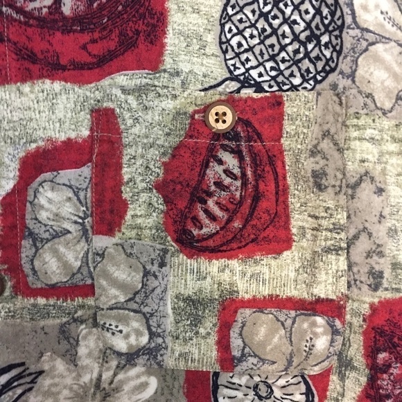 Vintage Hawaiian Shirt Mens XL Rayon Pineapple Watermelon Flowers Relaxed Fit - Picture 3 of 8